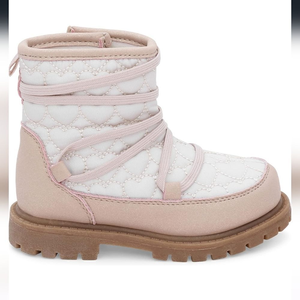 Carter's toddler Child Ribbed Tayla ivory and Pink Fashion Boot size 12 - Picture 2 of 10